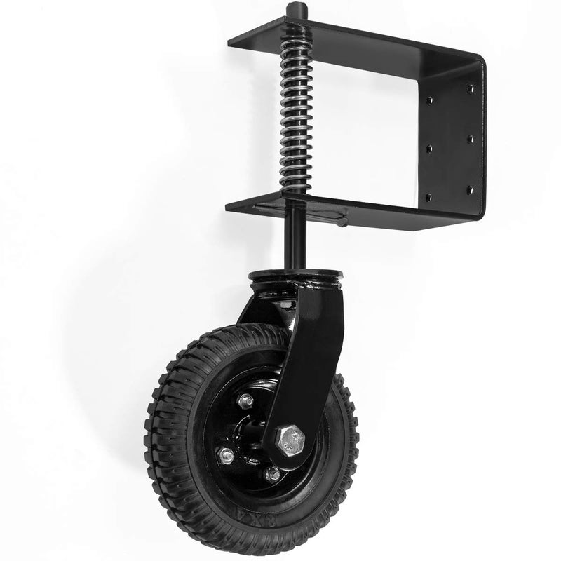 Stark USA Universal 8" Flat-Free Tire Gate Wheel Suspension Spring-Loaded Wood Chainlink Gate Caster Wheel Weight Capacity 200lb (Black) - Image 3